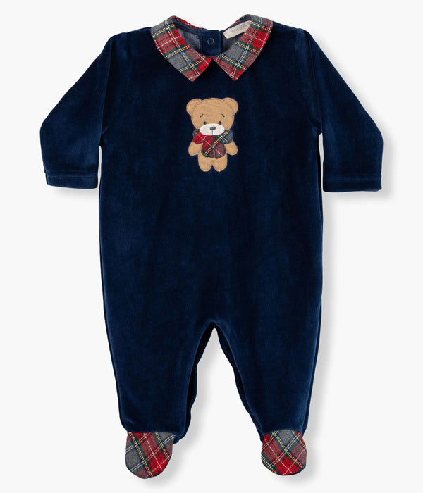 BABYGI TUTINA IN CINIGLIA BLU CON ORSETTO TARTAN