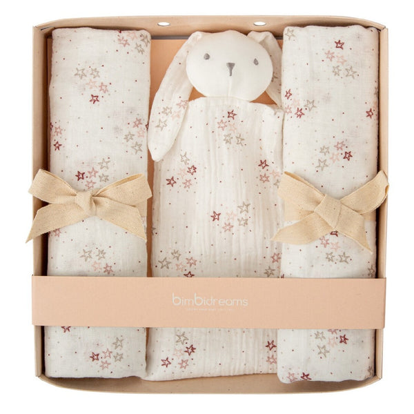 BIMBIDREAMS CONFEZIONE REGALO 2 MUSSOLE E DOUDOU ROSA SGDC2914
