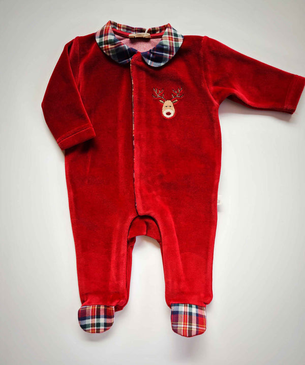 BABYGI TUTINA CINIGLIA ROSSA CON RENNA E COLLO TARTAN
