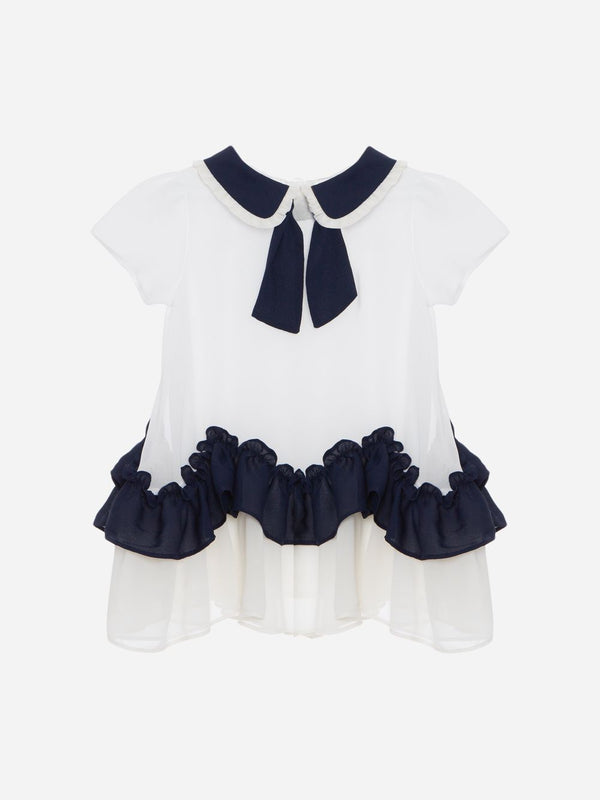 PATACHOU ABITO IN CHIFFON BIANCO E BLU