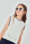 BOBOLI Gilet da bambina in cotone bianco