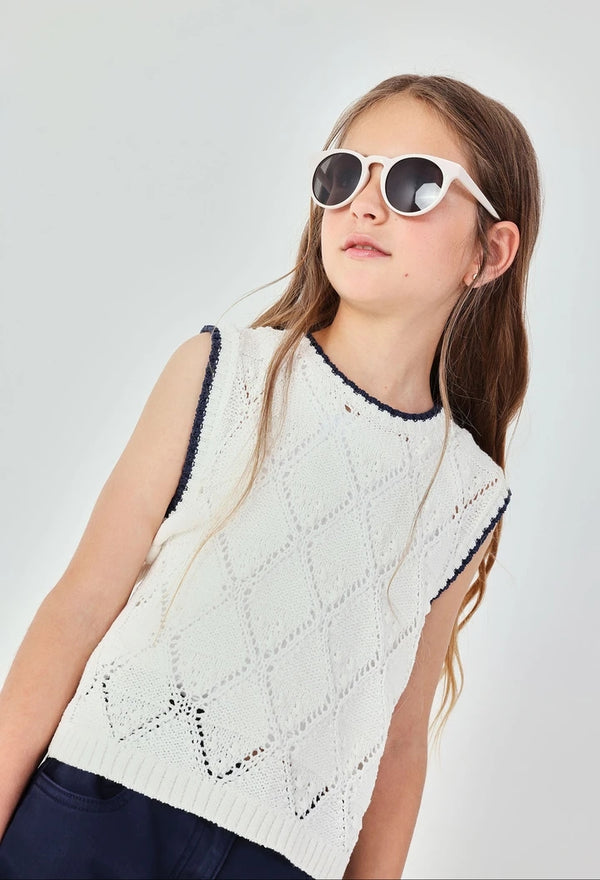 BOBOLI Gilet da bambina in cotone bianco