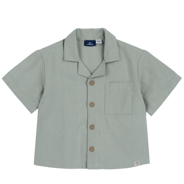 CHICCO CAMICIA MEZZA MANICA MISTO LINO VERDE MILITARE