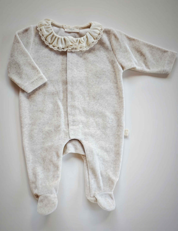 BABYGI TUTINA CINIGLIA BEIGE CON COLLO PIZZO
