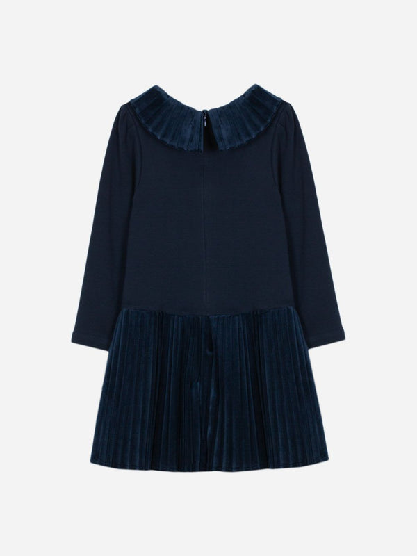 PATACHOU ABITO IN INTERLOCK E VELLUTO BLUE NAVY PAP/VET4133466