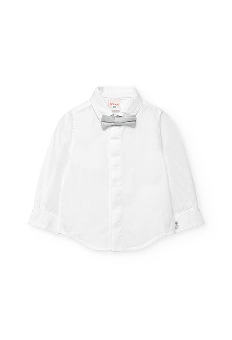 BOBOLI CAMICIA BIANCA CON PAPILLON GRIGIO 712022