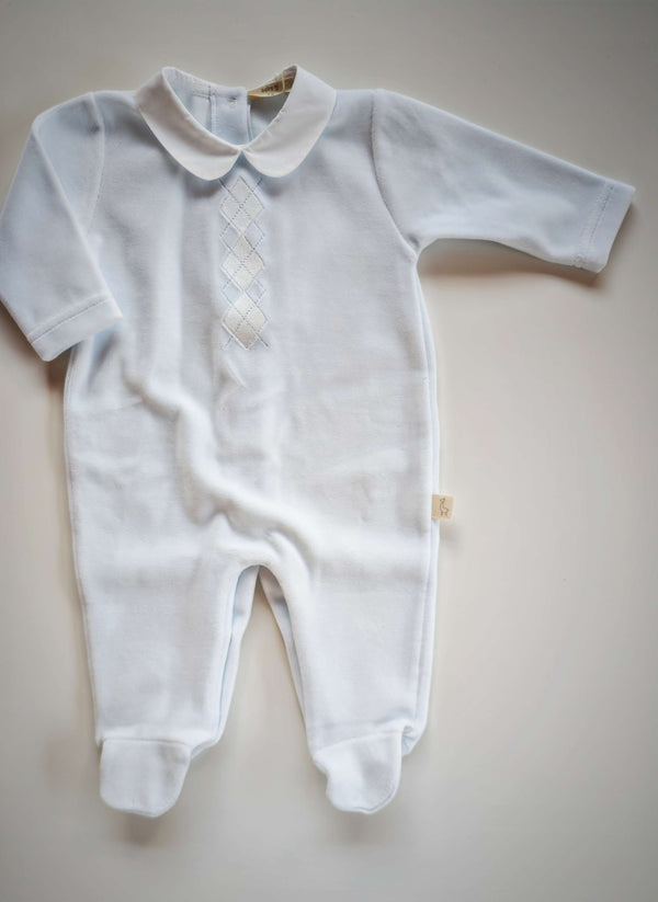BABYGI TUTINA CINIGLIA AZZURRA COLLO TONDO ROMBETTI AZZURRI