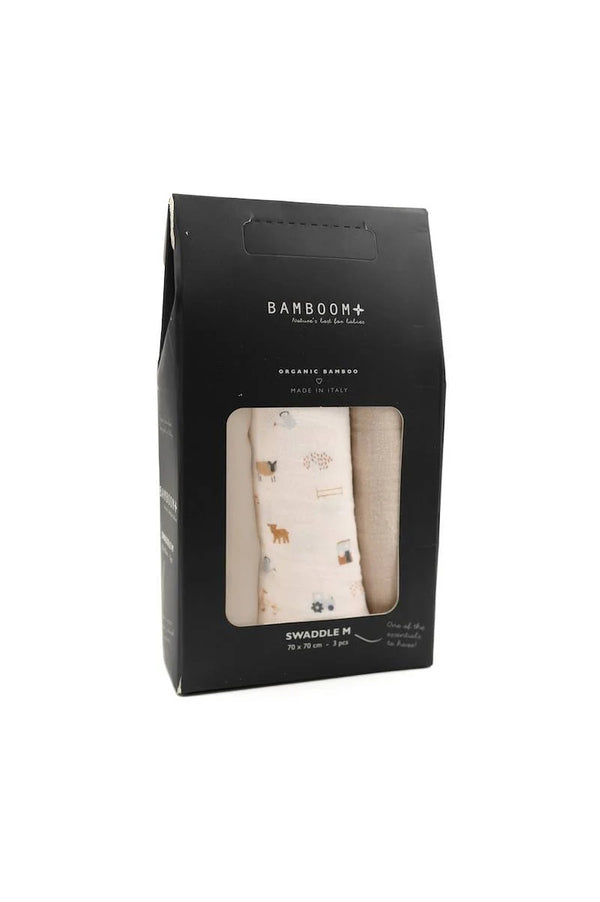 BAMBOOM SWADDLE 3PZ 70X70CM THE FARM