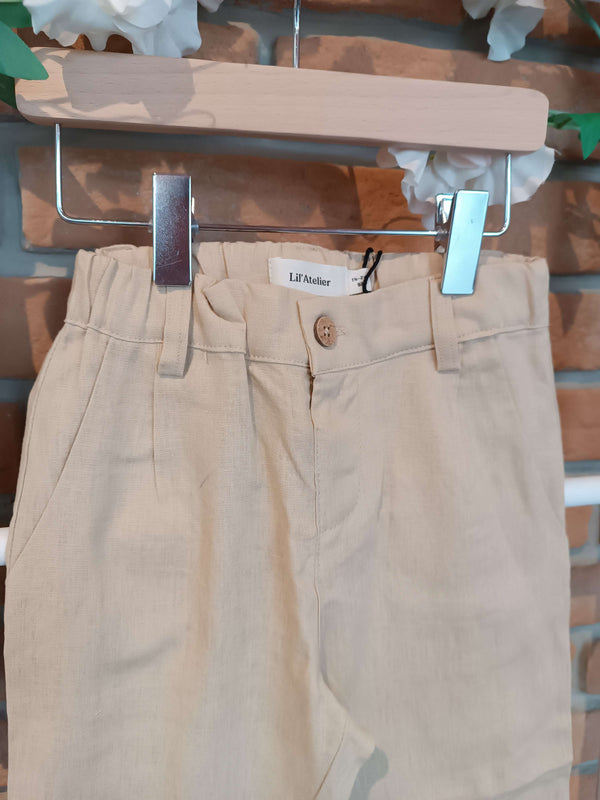 LIL ATELIER PANTALONE LINO BEIGE