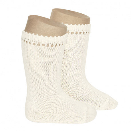 CONDOR CALZINO ALTO IN COTONE PERLE PANNA