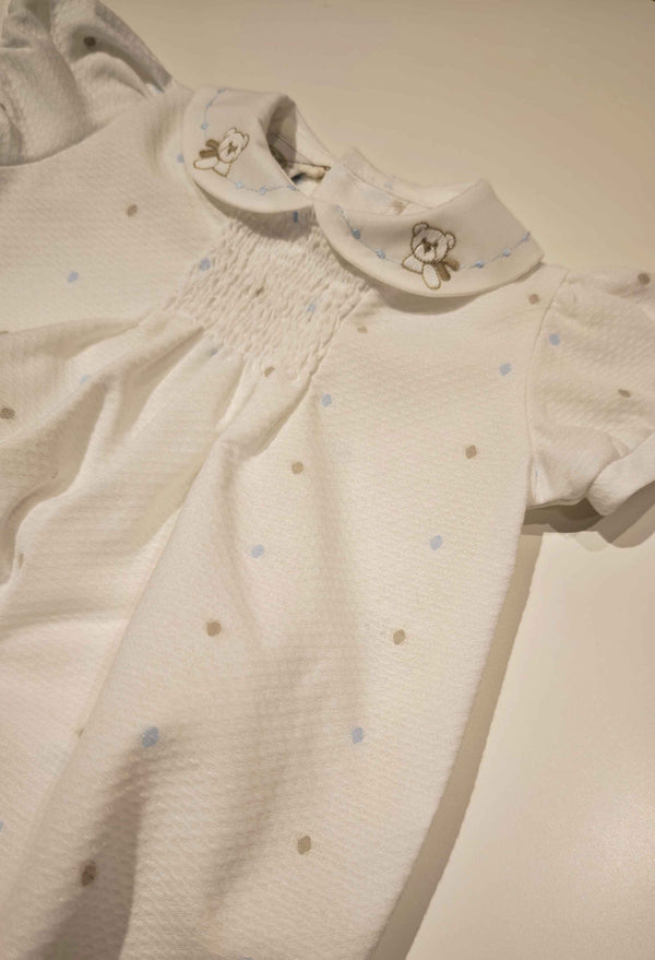 MARLù EK6123 PAGLIACCETTO PIQUET POIS BIANCO/NOCE CIELO