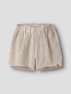 LIL ATELIER PANTALONE BERMUDA A RIGHE BIANCO BEIGE