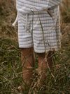 LIL ATELIER PANTALONE BERMUDA A RIGHE BIANCO E AZZURRO