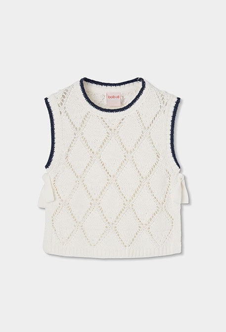 BOBOLI Gilet da bambina in cotone bianco