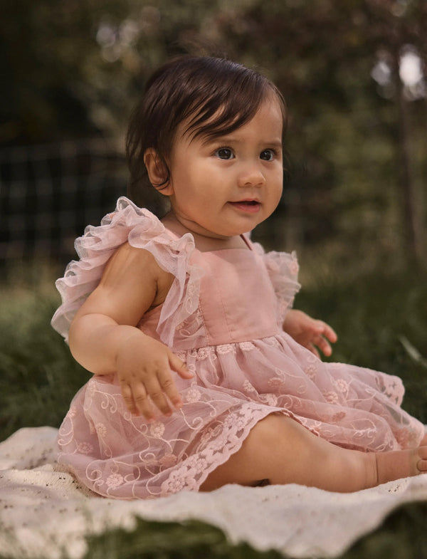 LIL ATELIER ABITO CON BODY TULLE PEACH WHIP
