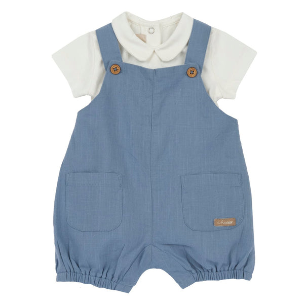 CHICCO SALOPETTE AZZURRA CON BODY BIANCO MEZZA MANICA