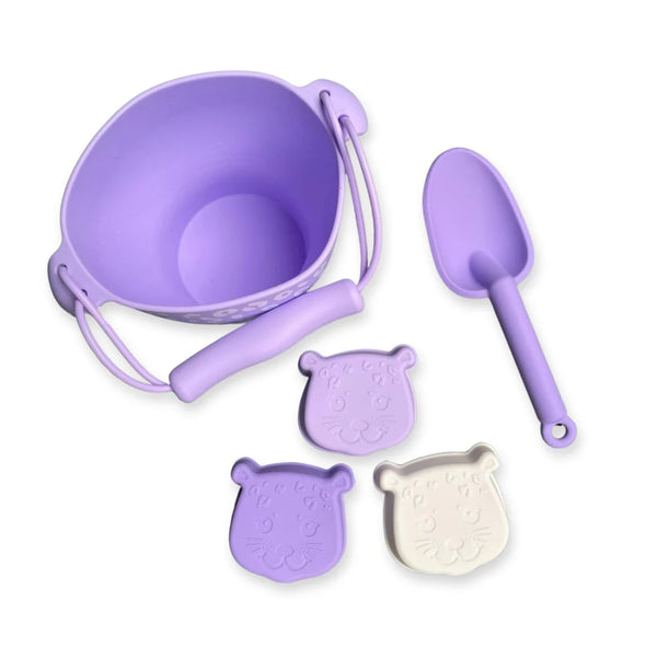 SWIMESSENTIAL SET DA SPIAGGIA IN SILICONE LEOPARDO LILLA