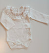 BABYGI BODY CON COLLETTO PUNTO SMOCK BIANCO/ROSA PALO