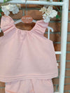 BABYGI COMPLETO BLUSA E CULOTTE IN LINO ROSA