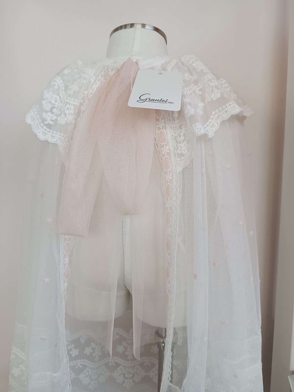 GRANLEI MANTELLA IN PIZZO BIANCA E ROSA