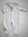 BABYGI TUTINA CINIGLIA GRIGIO PERLA CON COLLETTO VOLANT E ORSETTO