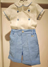 LE BEBè COMPLETO CAMICIA E BERMUDA BIANCO AZZURRO