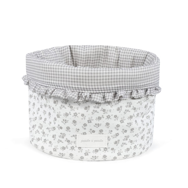PASITO A PASITO CESTINO ORGANIZER HOME LITTLE BLOOM FIORI GRIGIO