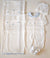 MARLù EK65 SET NASCITA TUTINA 0-3MESI +COPERTA+CAPPELLO+SCARPINA FILO BIANCO/CIELO POLVERE/NOCE