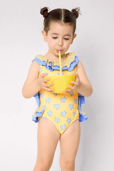 YSABEL MORA Costume da bagno per bambina con volant e fiocchi, stampa tartaruga 95137
