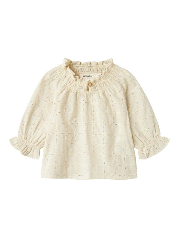 LIL ATELIER CAMICIA TRAFORATA CON COLLO ARRICCIATO
