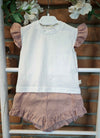 BABYGI COMPLETO LINO E JERSEY ROSA ANTICO