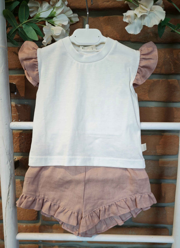 BABYGI COMPLETO LINO E JERSEY ROSA ANTICO