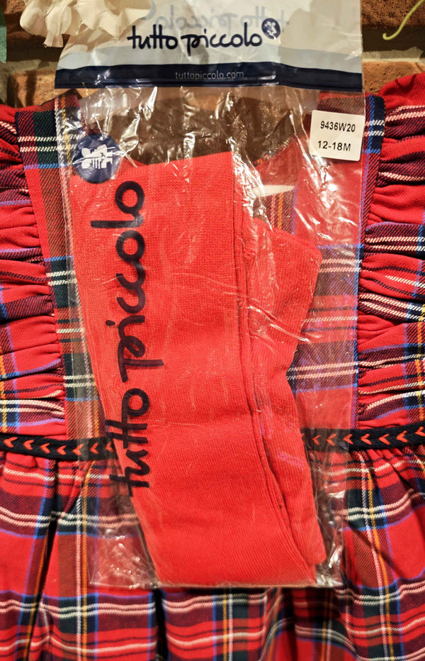 TUTTO PICCOLO SCAMICIATA TARTAN + CALZAMAGLIA ROSSA