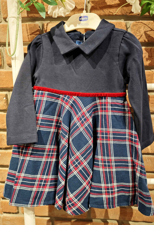 CHICCO ABITO BLU TARTAN MANICA LUNGA