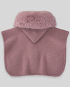 PAZ RODRIGUEZ PONCHO "ESENCIAL" CON PELLICCIA ROSA BLUSH