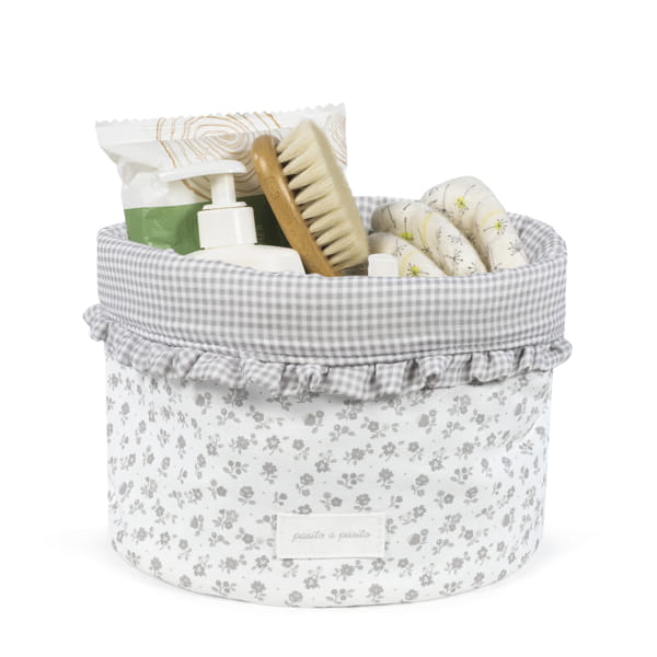 PASITO A PASITO CESTINO ORGANIZER HOME LITTLE BLOOM FIORI GRIGIO