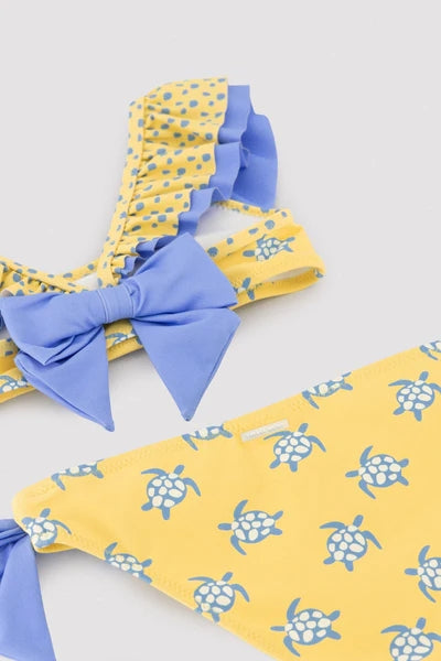 YSABEL MORA Bikini da bambina con volant e fiocchi, stampa tartaruga 95150