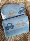 Jo Milano coperta lana pile macchinine azzurra