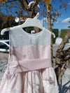 GRANLEI ABITO GIRO MANICHE ECRù ROSA PALO CON GONNA PIZZO
