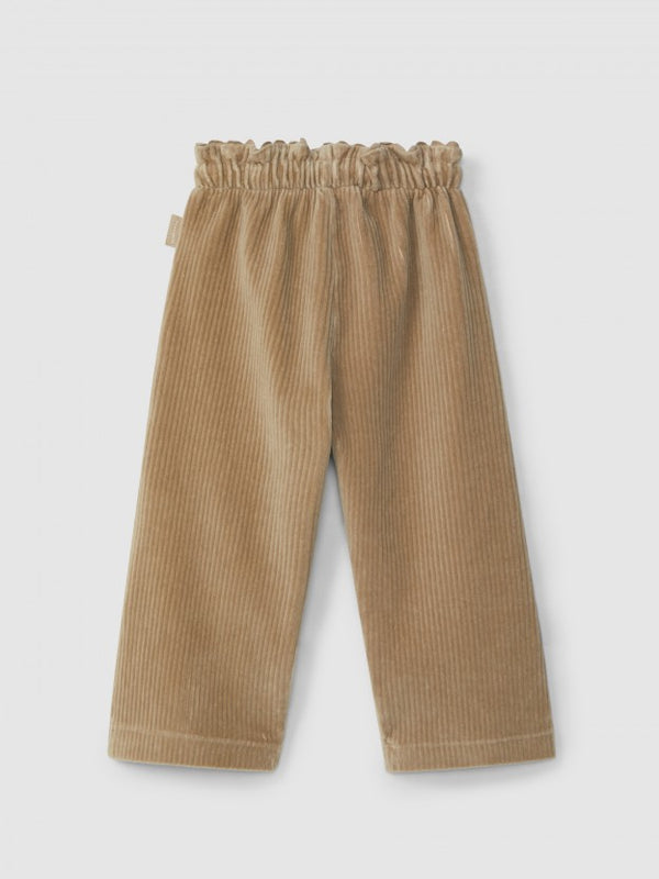 LARANJINHA Pantaloni larghi pull-up in tessuto tipo velluto a coste BEIGE I5721