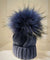 CAPPELLO LANA BLU POM POM VOLPE BLU