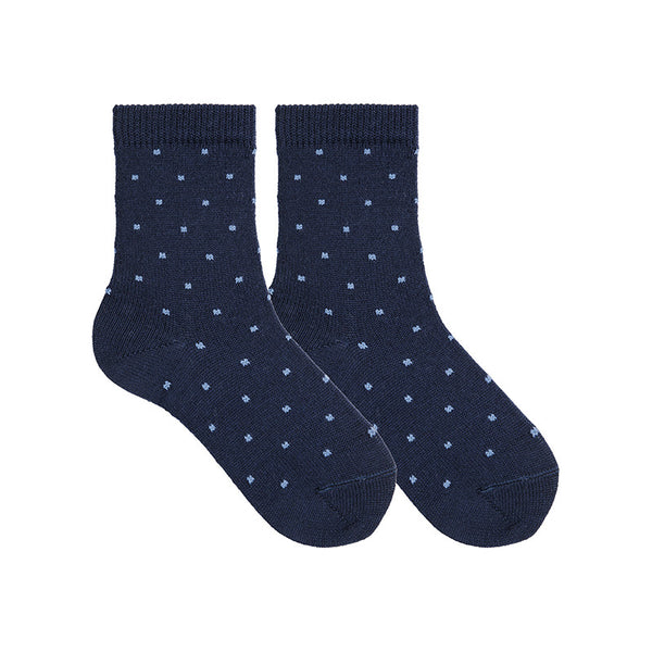 CONDOR CALZINO MISTO LANA MAERINO CON QUADRI BLU NAVY COL 948