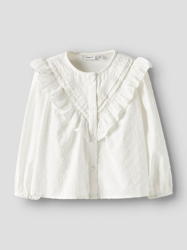 NAME IT CAMICIA LAVORATA 100% COTONE BIANCA
