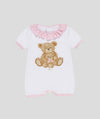 LE BEBè LBG6318 PAGLIACCETTO FILO NEONATA ORSETTO BIANCO-ROSA