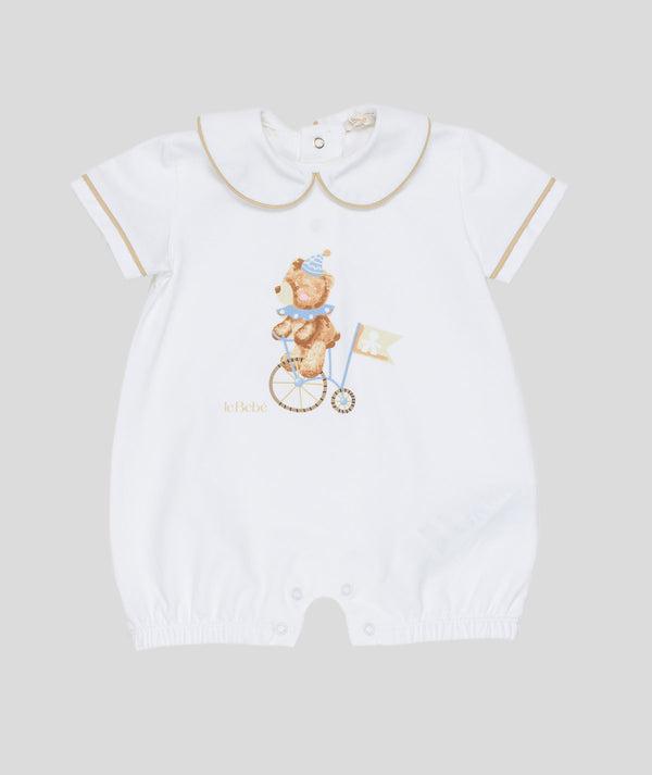 LE BEBè LBB5288 PAGLIACCETTO NEONATO BIANCO-AZZURRO