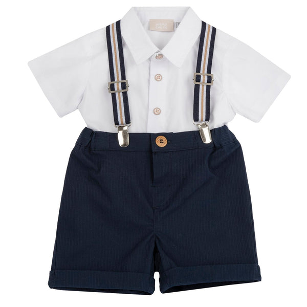 CHICCO COMPLETO CAMICIA MANICA CORTA+PANTALONI CORTI E BRETELLE