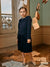 PATACHOU ABITO IN INTERLOCK E VELLUTO BLUE NAVY PAP/VET4133466