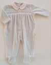 BABYGI TUTINA CINIGLIA GRIGIO PERLA E PUNTO SMOCK BIANCO/ROSA