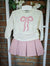 JO MILANO COMPLETO GONNA SPIGATA ROSA +MAGLIONCINO LANA PANNA CON FIOCCO ROSA