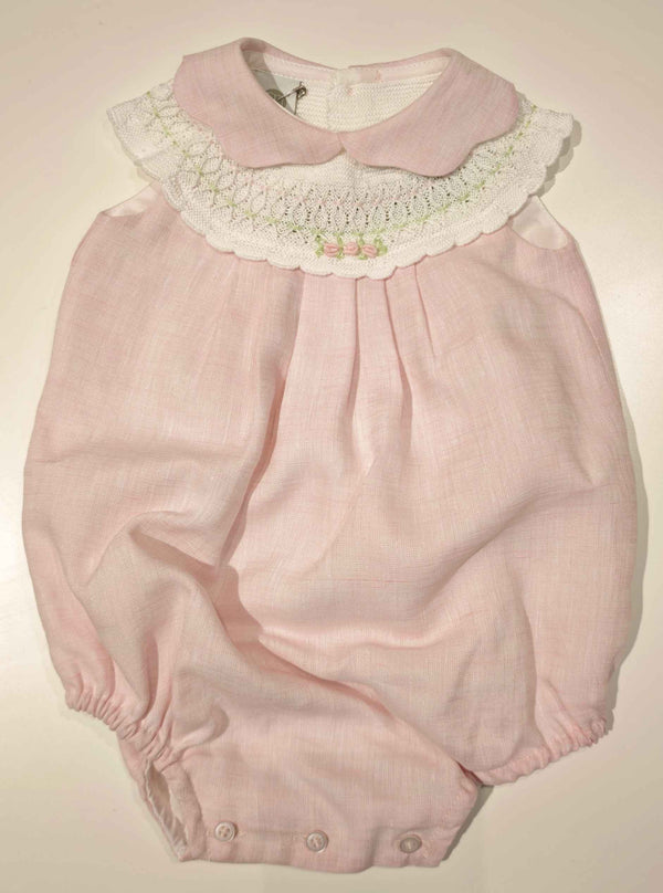 MARLù EK1323 PAGLIACCETTO LINO E FILO RICAMATO ROSA PESCO LIME